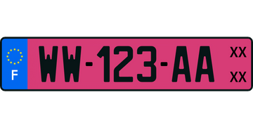 Plaque d'Immatriculation WW - Rose | Homologuée SIV
