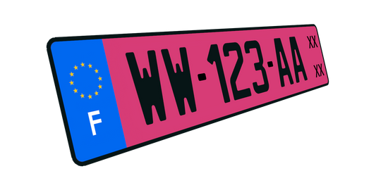 Plaque d'Immatriculation WW - Rose | Homologuée SIV